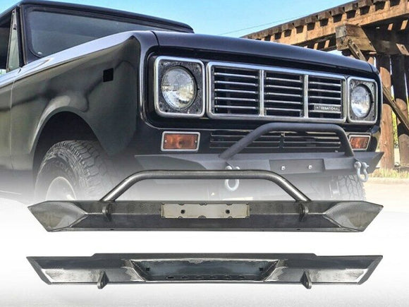 71-80 SCOUT 2 / TRAVELER / TERRA FARMALL DELUXE BUMPER SET (RAW STEEL)